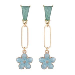 2/$20 NWOT Blue Flower enamel Dangle Stud earrings long hoop dangle floral charm